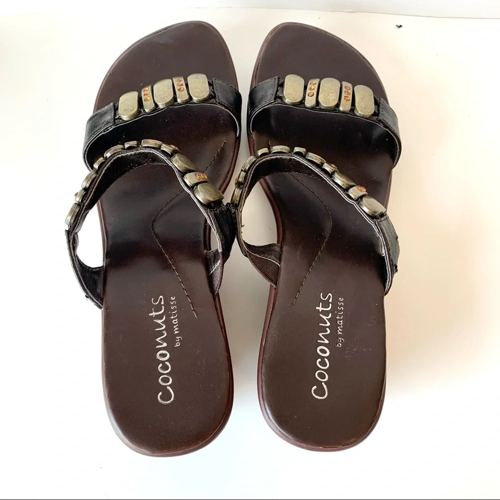 COCONUTS “Mojo” Embellished Wedge Sandals—SZ. 8.5